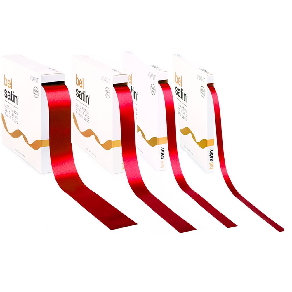 Red satin ribbon in dispenser
